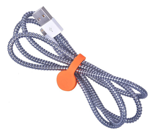2 Piezas Espiral Protector Cable Usb Colores Metálicos 1.5mt