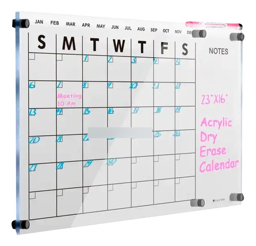 Tableros Acrilicos Calendario Blanco Borrable 40cm X 58