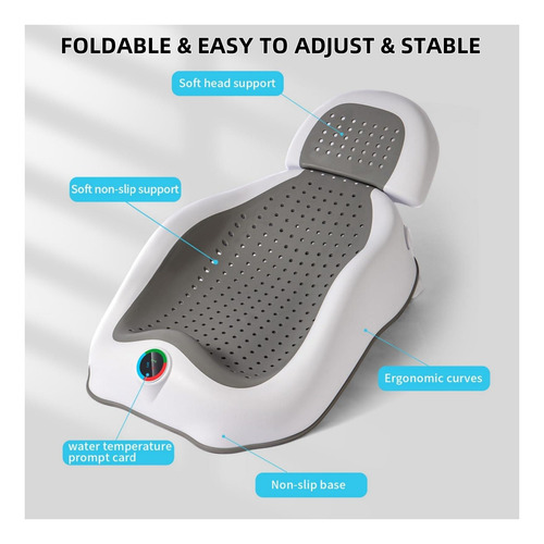 Bububoby Baby Bath Support Bathtul Con Termómetro, Ideal De