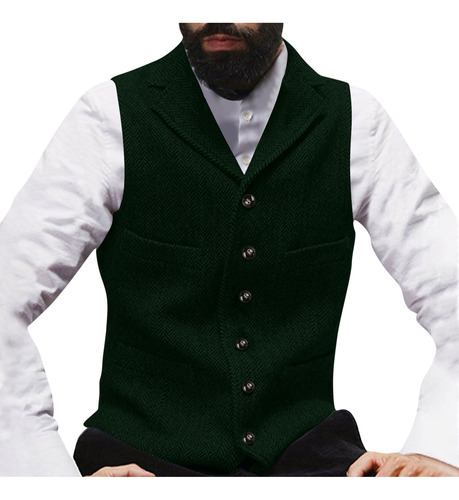 Nuevo Blazer Para Hombre Con Estampado De Cuello En V Y Cint