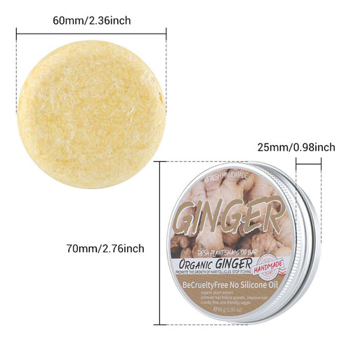 Barra De Shampoo De Gengibre Adequada Para Todos Os Tipos De