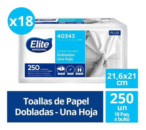 Cod 40343 Toalla Papel Interfoliada Elite 18x250 Unidades