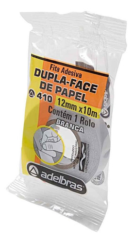 Fita Dupla Face Adelbras De Papel Branca 12 X 10m Blister 8