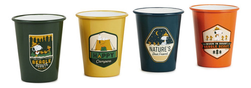 Pack 4 Vasos Peanuts Snoopy Scouts Camping Bebidas Hallmark Color Multicolor