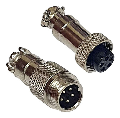 5 Par Conector Mike Gx16 5 Pinos Macho Cabo + Fêmea