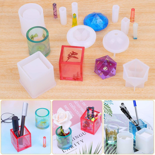 11 Peças De Moldes De Resina De Silicone, Kit De Moldes, Mol