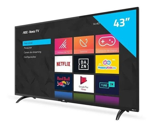Imagem 2 de 5 de Smart Tv Led 43 Polegadas Aoc 3 Hdmi 1 Usb Wi-fi 43s5195/78g