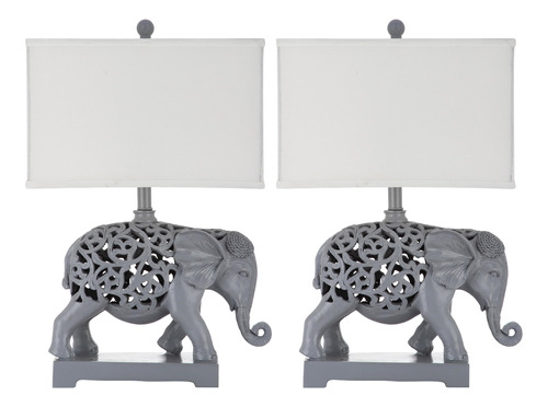 Set X2 Lámpara De Mesa Con Escultura De Elefante Hathi De