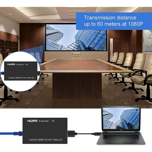 Extensor Video Audio Digital 60mts Hdmi Cable Red Utp Rj45