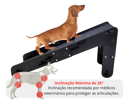 Rampa Pet Inclinação Suave Para Sofá 7 Níveis Regulável 48cm