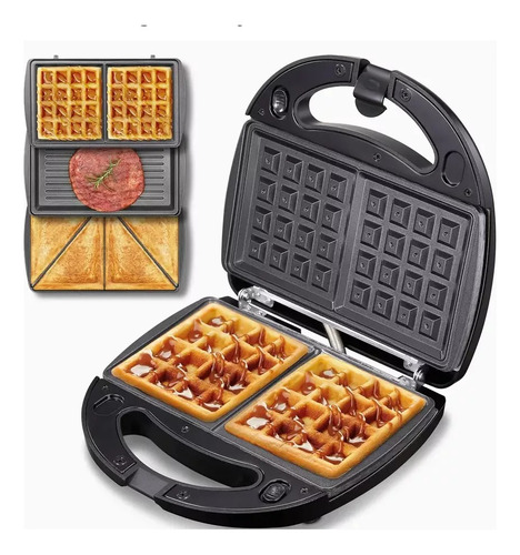 Maquina 3 En 1 Waffles-sándwiches-plancha Eléctrica