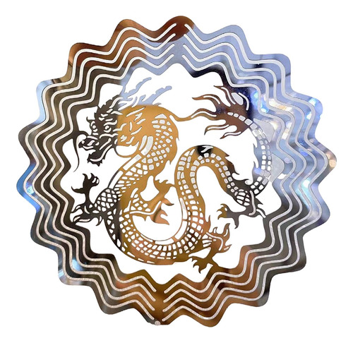 Dragon Wind Spinner Wind Catcher Mandala Ornamento Plata