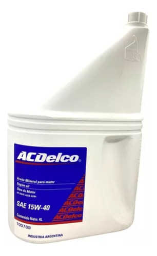 Aceite Acdelco Mineral 15w40 4 Lt Chevrolet Api 