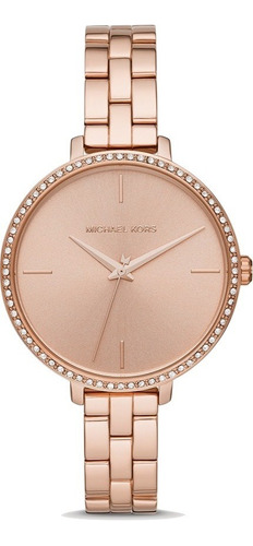 Vanité Reloj Michael Kors Mk Original Para Dama Mujer Color de la correa Oro rosado Color del bisel Crystal Pave, Oro Rosado Color del fondo Oro rosado