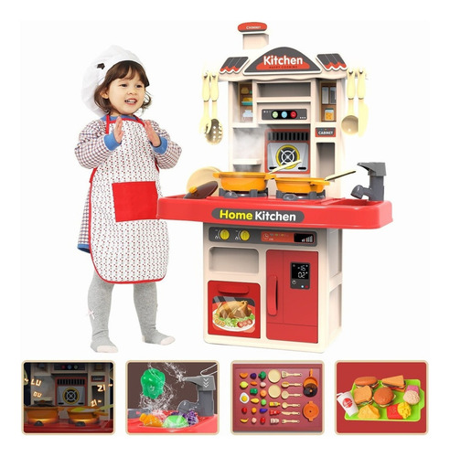 Juguetes Cocina Niños 40pzs 51cm Luz Sonido Agua Vapor Spray