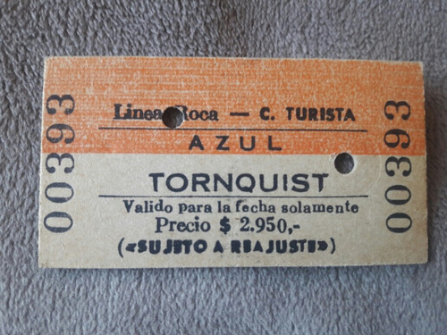 Boleto De Tren De Estación Azul A Tornquist