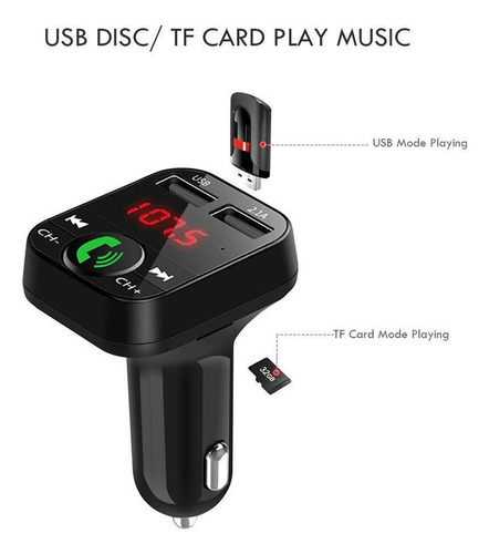 Transmisor Bluetooth Fm De Auto Manos Libres Cargador 2 Usb