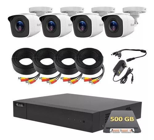 Kit Videovigilancia 4 Camaras Metal 1080p Dvr 4 Hilook 500gb