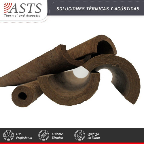 Medias Cañas De Lana Mineral 50 Mm Caño 5 PuLG Pack De 5,75 Metros Lineales