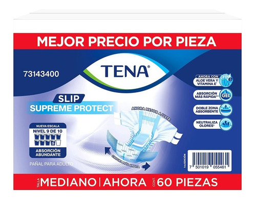 Pañales Para Adulto Tena Slip Supreme Protect Mediano 60 Pz