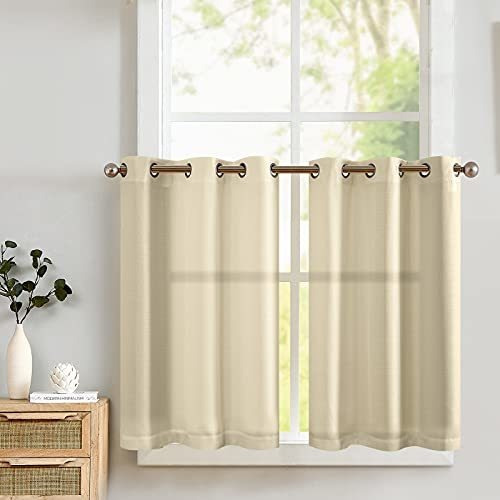 Lazzzy Linen Cortinas De Cocina Textura Cortinas Café 8kvmx