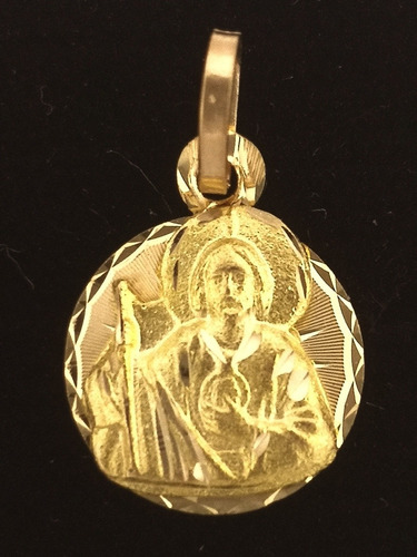 Medalla Oro Macizo De 14k Busto San Judas Tadeo  Satinada 9