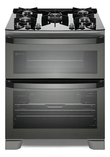 Estufa Electrolux Expert de 5 fuegos con función Airfryer FE5ad, color plateado, 220 V