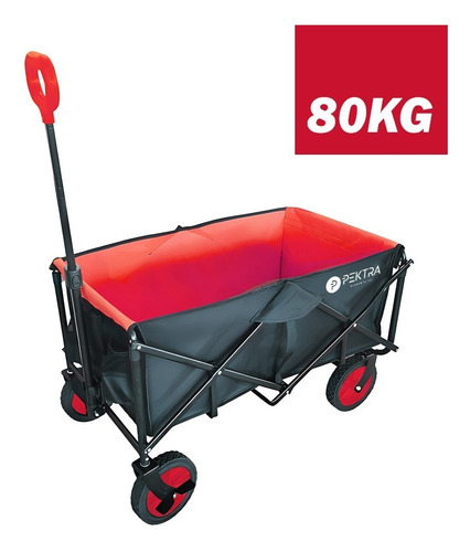 Imagen 2 de 9 de Carro Plegable Portatil Pektra 80kg De Acero Reforzado Playa