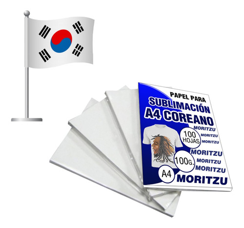 Papel De Sublimacion Premium A4 X 100 Hojas Moritzu Coreano