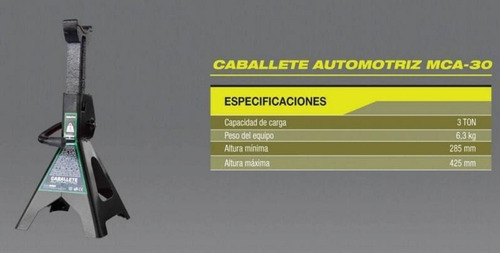 Imagen 2 de 4 de Juego De 2 U Caballete Automotriz 3ton Muth Mca-30