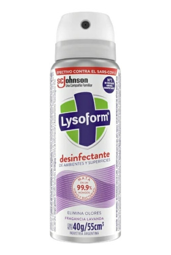 Aerosol Desinfectante Lysoform Pocket/bolsillo 55 Ml/ 40 G