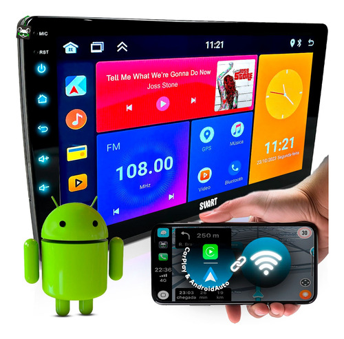 Central Multimídia Android 2gb 2din 9pol Wf Gps Sv900 Svart