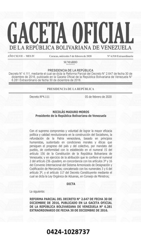 Imagen 4 de 6 de Arancel De Aduanas Decreto Nº 2647 Y 4111