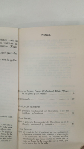 El Error Del Liberalismo - Louis Billot (Usado)