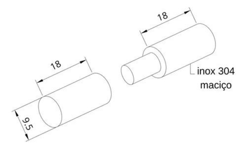 Dobradiça Pino Gonzo 3/8 (9,5) X 36mm Inox 304 (kit 14 Pçs)