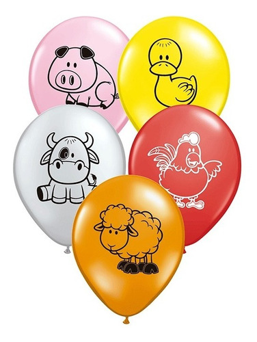 Globos Latex Animales X 50 Un: Bosque, Selva Y Granja