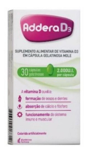 Vitamina D Addera D3 2.000ui Com 30 Cápsulas