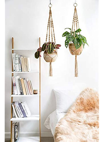 Mkono 4 Pack Macrame Colgadores De Plantas Maceta Colgante I