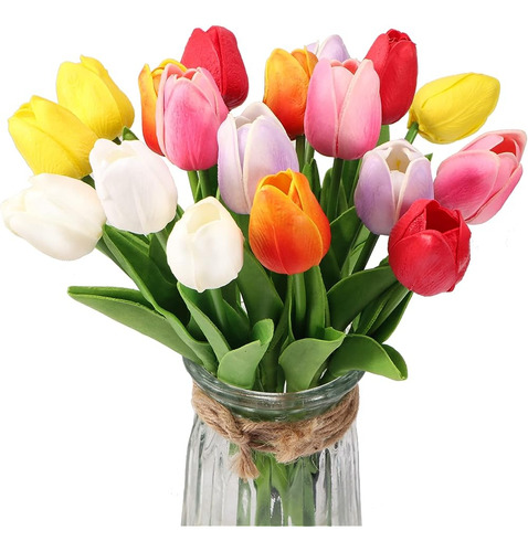 30pcs Real Touch Tulipanes Pu Flores Artificiales Plantas De