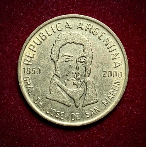 Moneda 50 Centavos Argentina 2000 San Martin Km 130 Cj 5.10