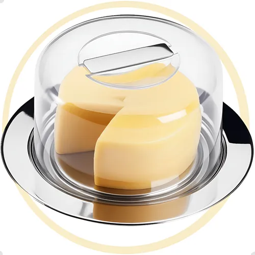 Queijeira Porta Queijo De Inox Prato Bolo Grande 21cm X 11cm