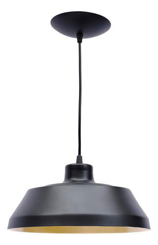 Pendente Prato Poptem Bedd Aluminio Preto E Dourado