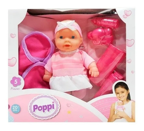 Muñeca Poppi Mi Primer Bebe Con Accesorios Y Biberon 20cm