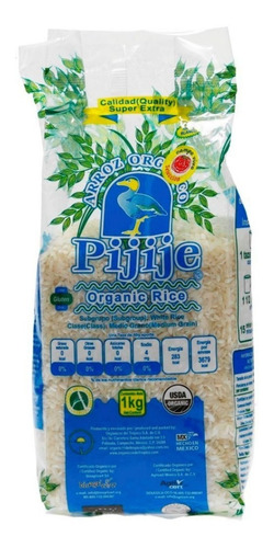Imagen 1 de 2 de Arroz Blanco Orgánico 1 Kg Pijije Grueso Sin Gluten