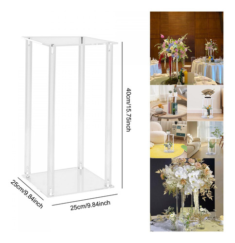 Soporte De Flores De Acrílico, Soporte 25x25x40cm Cuadrado