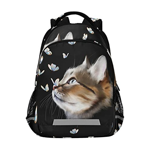 Alaza Lindo Gato Gatito Con Mochilas Mariposa Viajar M4krx