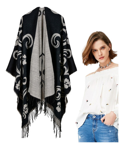 Chal Para Mujer Poncho Con Frente Abierto Chal De Invierno D