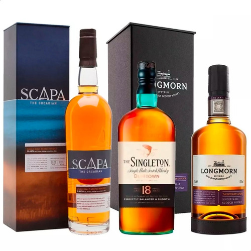 Whisky The Singleton + Scapa The Orcadian Glansa + Longmorn 