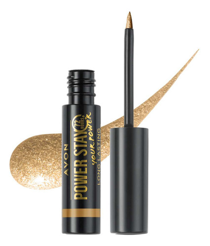 Avon Power Stay Delineador Líquido Para Ojos Larga Duración Color Goldrush Efecto Metálico