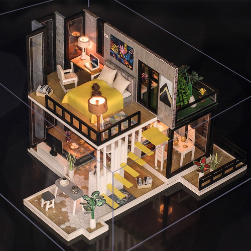 Muñeca Infantil Miniature House Assembly Villa Diy Dollhouse